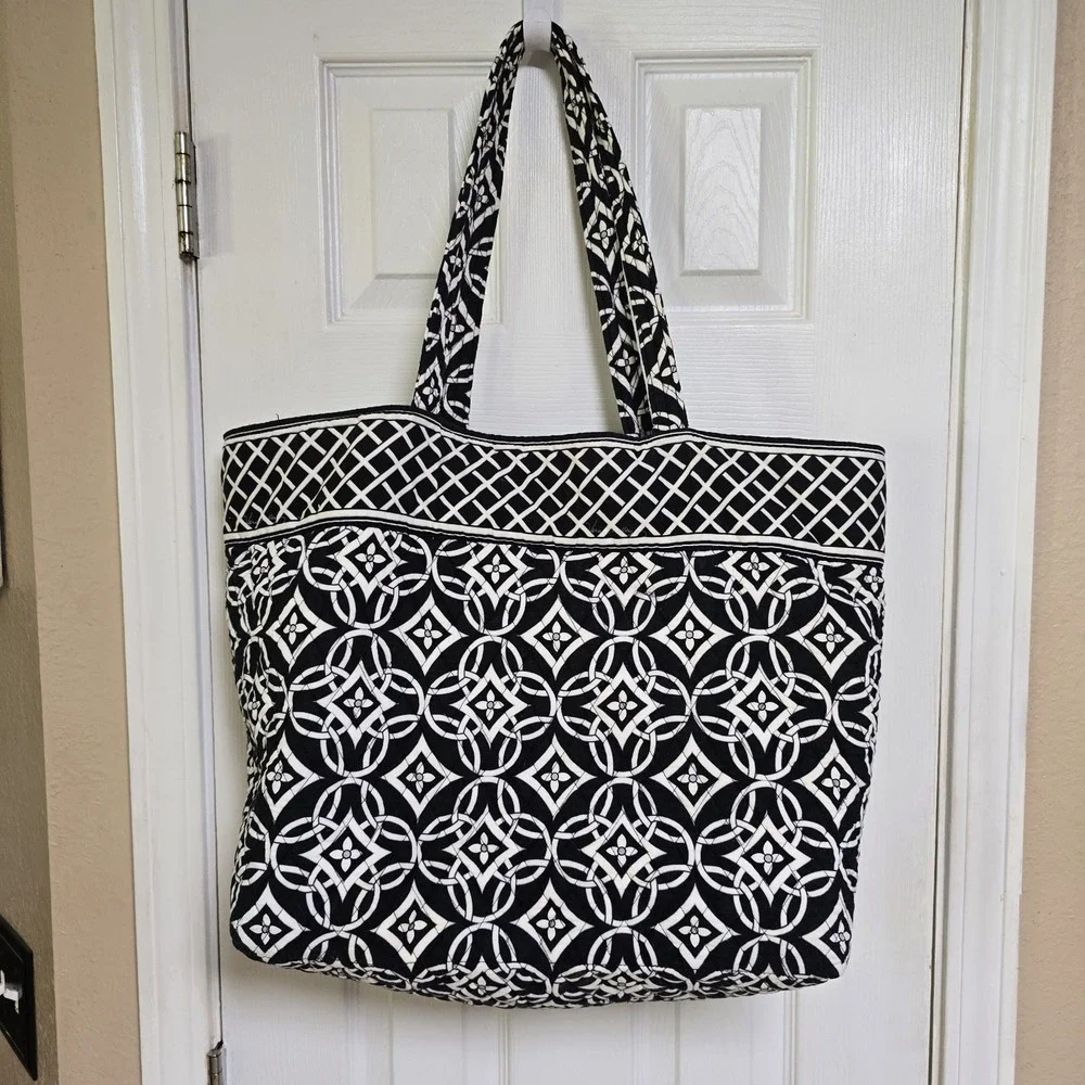 Vera Bradley retired Concerto villager shoulder tote purse black white gray